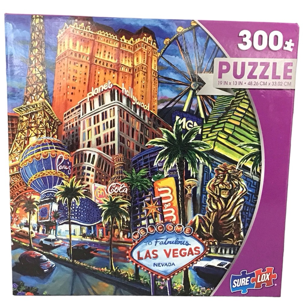Sure Lox Las Vegas Nevada Jigsaw Puzzle 300 Pieces MGM Paris Coke Cola Pop Art